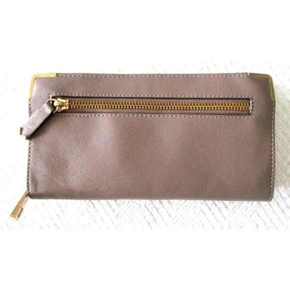 ALDO Women's Wallet Grey/Beige PU Leather with Gold Hardware - Zip Around Wallet - Picture 3 of 14